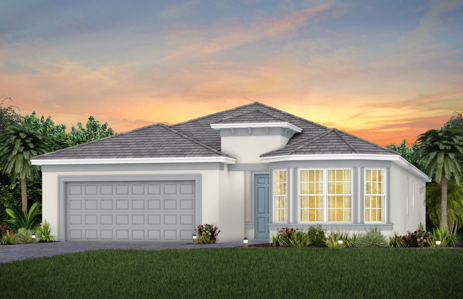 Representative exterior photo of a completed home built from the Prosperity by DiVosta in BeachWalk by Manasota Key, Englewood, FL (Image 25).