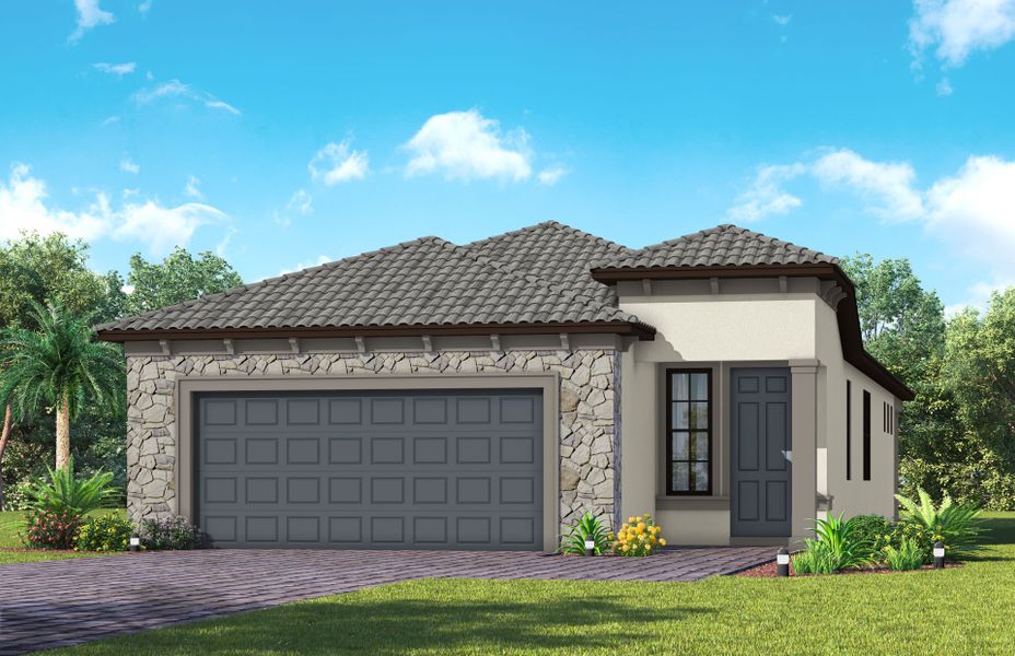 Representative exterior photo of a completed home built from the Hallmark by Del Webb in Del Webb Naples, Ave Maria, FL (Image 1). Representative exterior photo of a completed home built from the Hallmark by Del Webb in Del Webb Naples, Ave Maria, FL (Image 1).