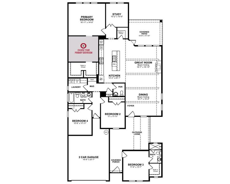 2D floor plan layout of this home in Cibolo Crossing, Universal City, TX (Image 3).