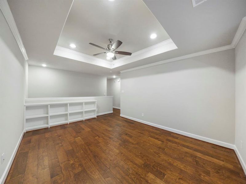 Another view of the upstairs Game Room and built-in shelving! (Sample photo of a completed Sterling Floor Plan. Image may show alternative features/and or upgrades.)