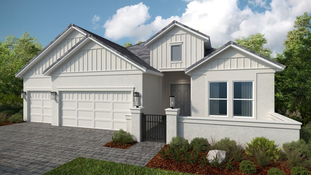 Representative exterior photo of a completed home built from the Pallazio II by Taylor Morrison in Esplanade at McKinnon Groves, Winter Garden, FL (Image 2).