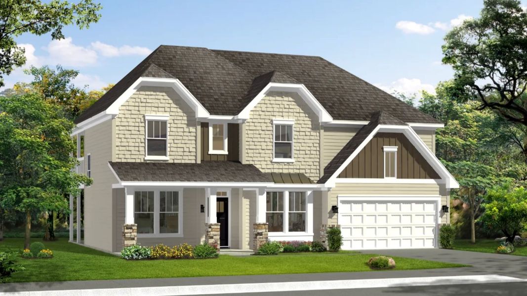 Representative exterior photo of a completed home built from the Stonefield by DRB Homes in Pinebrook, Woodruff, SC (Image 18).