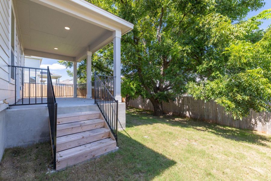 Exterior details and patio area of a home in Sonterra - Cool Water, Jarrell (Image 4).