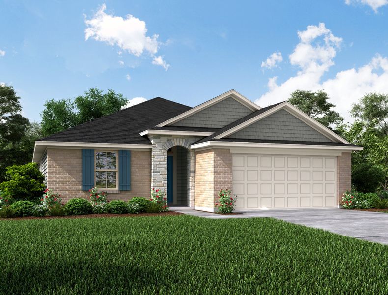 Representative exterior photo of a completed home built from the Brook by Beazer Homes in Laurel Landing: Landmark Collection, Alvin, TX (Image 16).