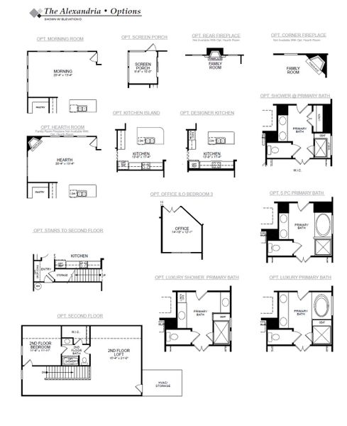 2D floor plan layout for the Alexandria by Eastwood Homes in The Enclave at French Quarter Creek, Huger, SC (Image 4).
