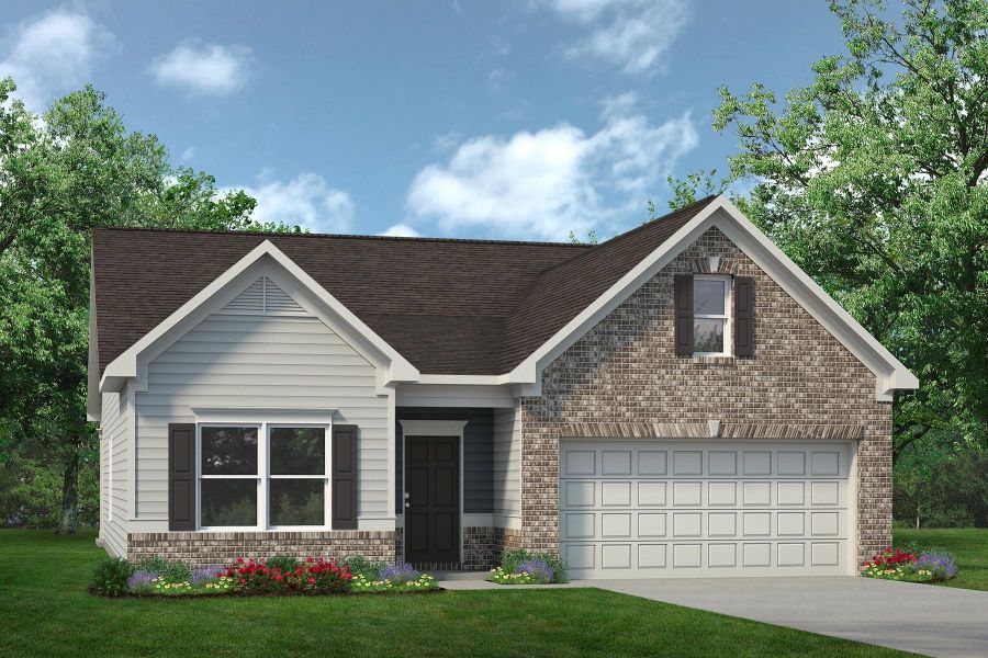 Front exterior of a new home in The Oaks, Clarksville, TN, highlighting curb appeal (Image 1).