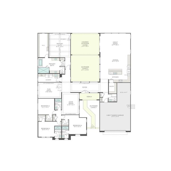 2D floor plan layout for the Brenton Plan 7001 by Tri Pointe Homes in Lusitano, Gilbert, AZ (Image 3).