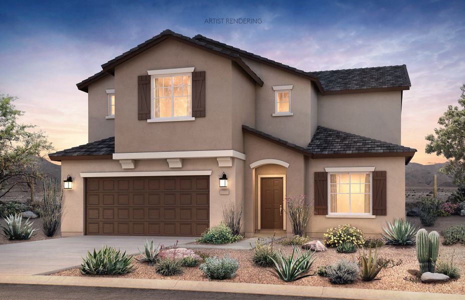 Representative exterior photo of a completed home built from the Sumac by Pulte Homes in Parkside at Anthem at Merrill Ranch, Florence, AZ (Image 11).