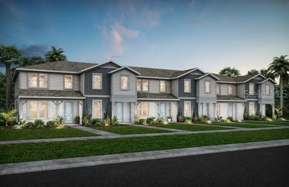 Front exterior of a new home in EverBe, Orlando, FL, highlighting curb appeal (Image 1). Front exterior of a new home in EverBe, Orlando, FL, highlighting curb appeal (Image 1).