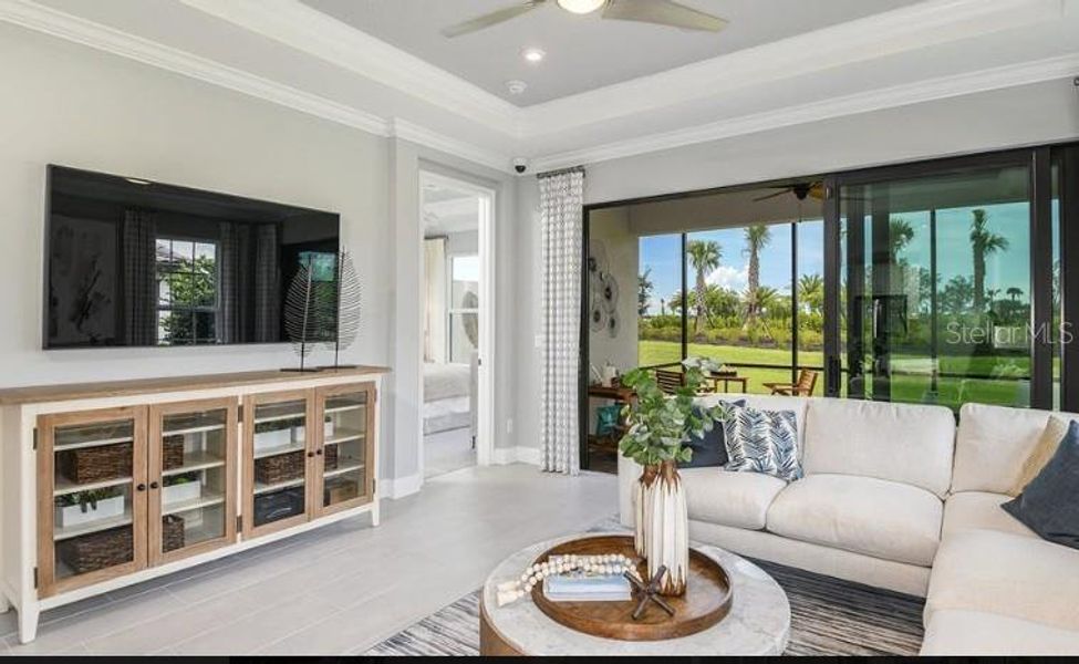 Furnished interior view inside a new home in Esplanade at Azario Lakewood Ranch, Bradenton (Image 6). Furnished interior view inside a new home in Esplanade at Azario Lakewood Ranch, Bradenton (Image 6).