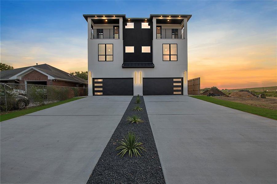 Modern home with a garage