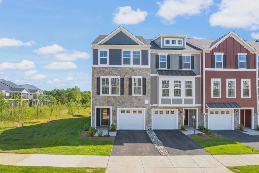 Front exterior of a home in the Sherron Road Townes community, located in Durham, NC (Image 1).