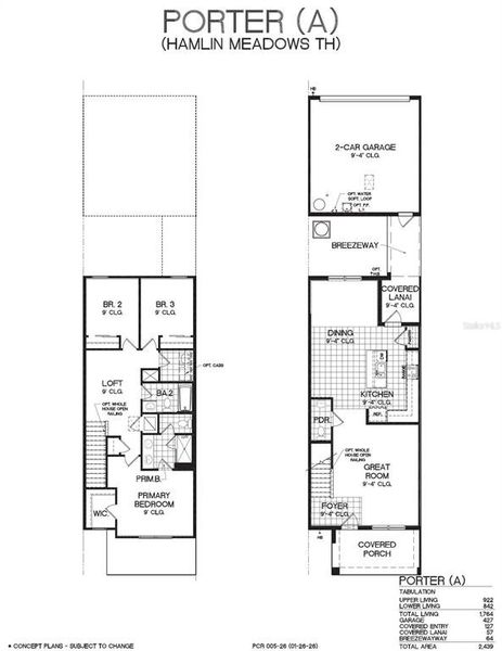 2D floor plan layout of this home in Hamlin Meadows, Winter Garden, FL (Image 3).