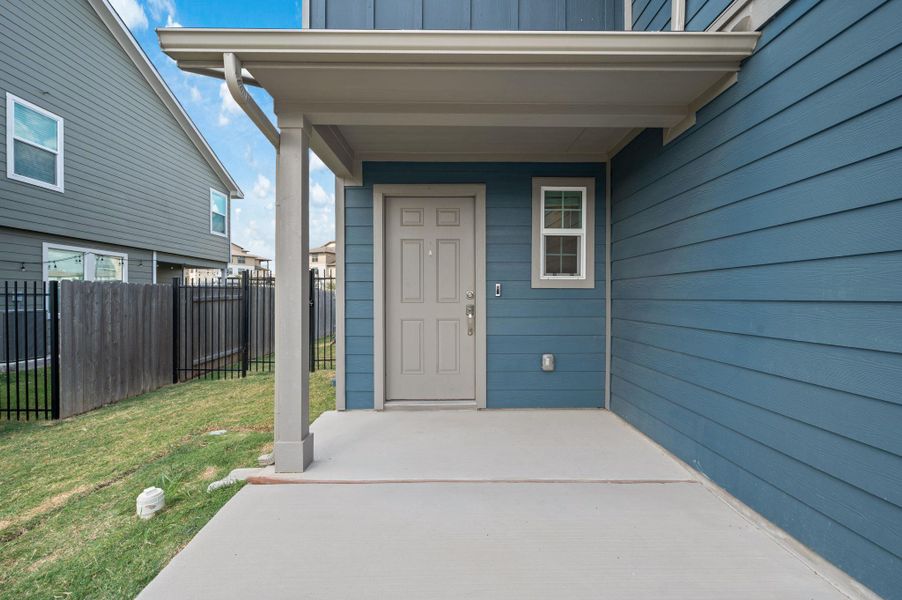 Exterior details and patio area of a home in Stoney Ridge, Del Valle (Image 21). Exterior details and patio area of a home in Stoney Ridge, Del Valle (Image 21).