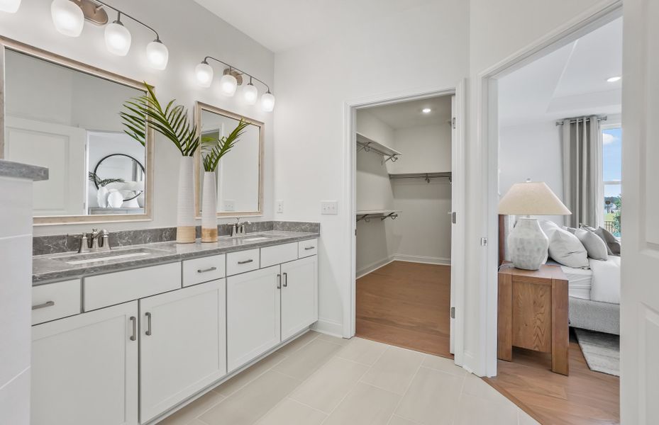 Owner's Bath with Dual Bowl Vanity and Walk-In Shower