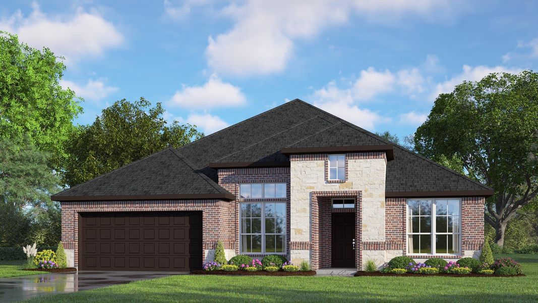 Elevation A with Stone | Concept 2464 at Villages of Walnut Grove in Midlothian, TX by Landsea Homes