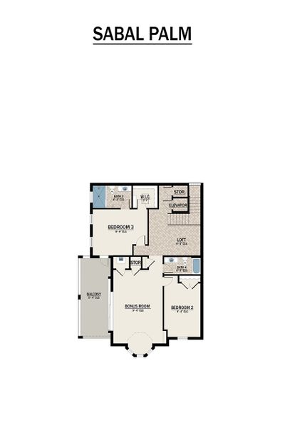 2D floor plan layout for the Sabal Palm by Medallion Home in Aqua Single Family Homes, Bradenton, FL (Image 3).