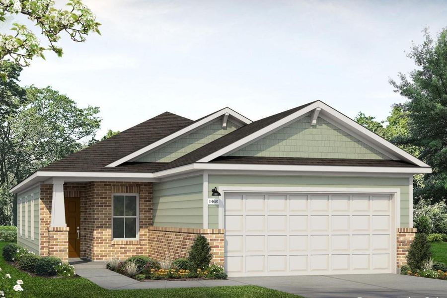 Front exterior of a new home in Mustang Meadows, Waller, TX, highlighting curb appeal (Image 1). Front exterior of a new home in Mustang Meadows, Waller, TX, highlighting curb appeal (Image 1).