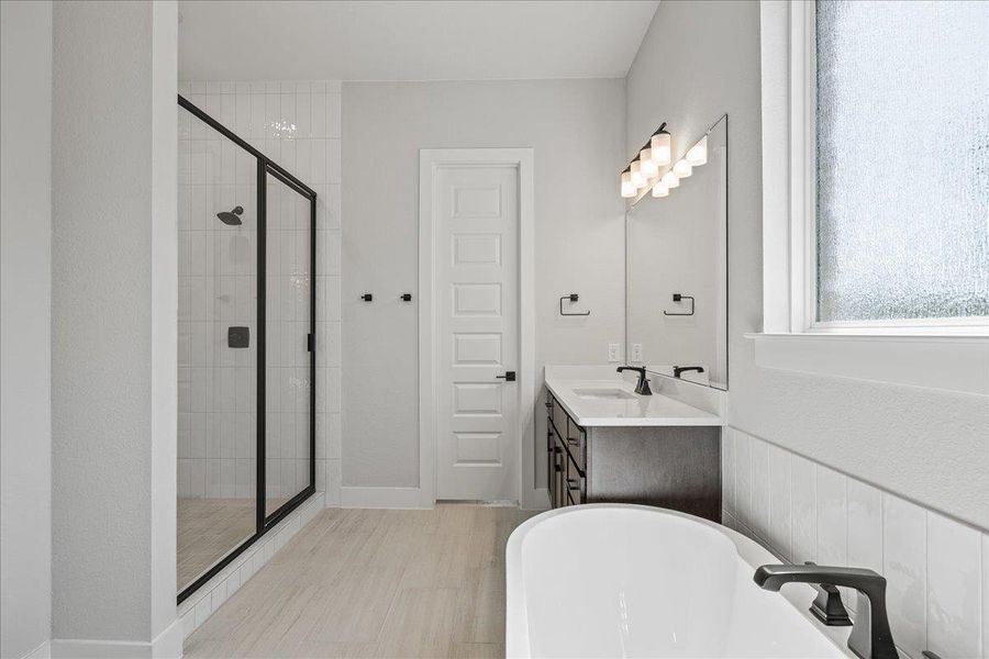 Furnished interior view inside a new home in 6 Creeks, Kyle (Image 8).