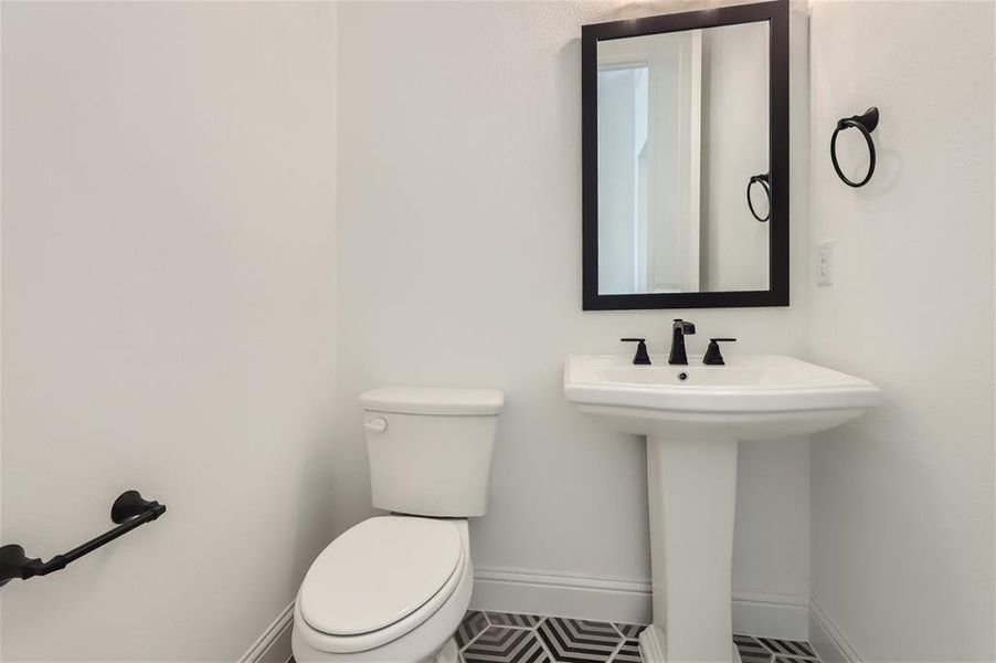 Bathroom with tile floors and toilet