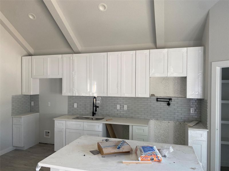 View of actual kitchen with beams View of actual kitchen with beams