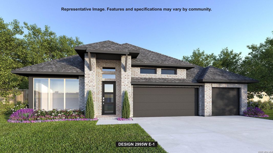 Front exterior of a new home in Meadows of Mill Creek, Seguin, TX, highlighting curb appeal (Image 1). Front exterior of a new home in Meadows of Mill Creek, Seguin, TX, highlighting curb appeal (Image 1).