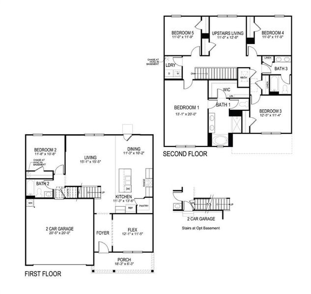 2D floor plan layout of this home in Twin Lakes, Hoschton, GA (Image 5).