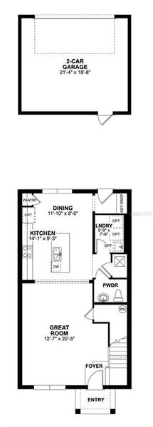 2D floor plan layout of this home in Center Lake on the Park, St. Cloud, FL (Image 4).
