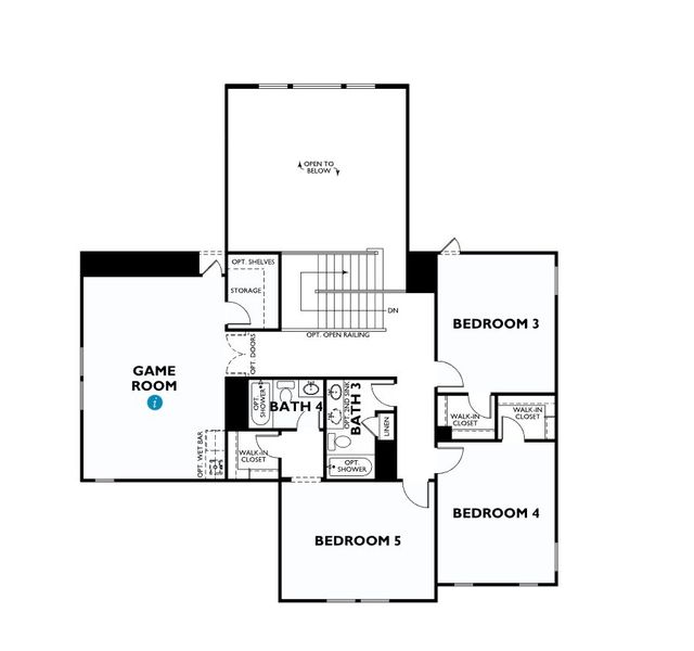 2D floor plan layout for the 5072 by Shea Homes in The Grand Prairie 60', Hockley, TX (Image 5).