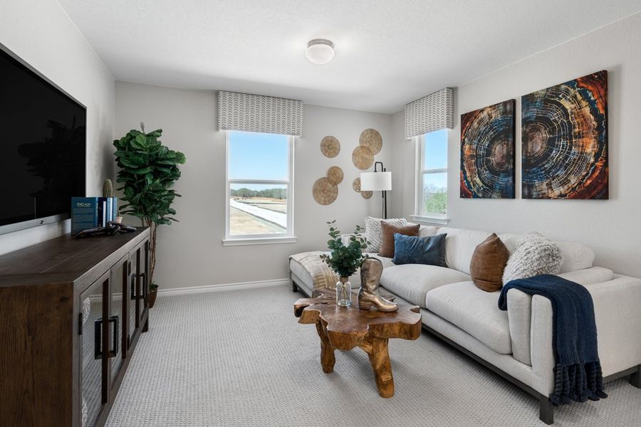Representative furnished interior of a home built from the 1676 Modeled by KB Home in Nagel Crossing, San Antonio (Image 8). Representative furnished interior of a home built from the 1676 Modeled by KB Home in Nagel Crossing, San Antonio (Image 8).