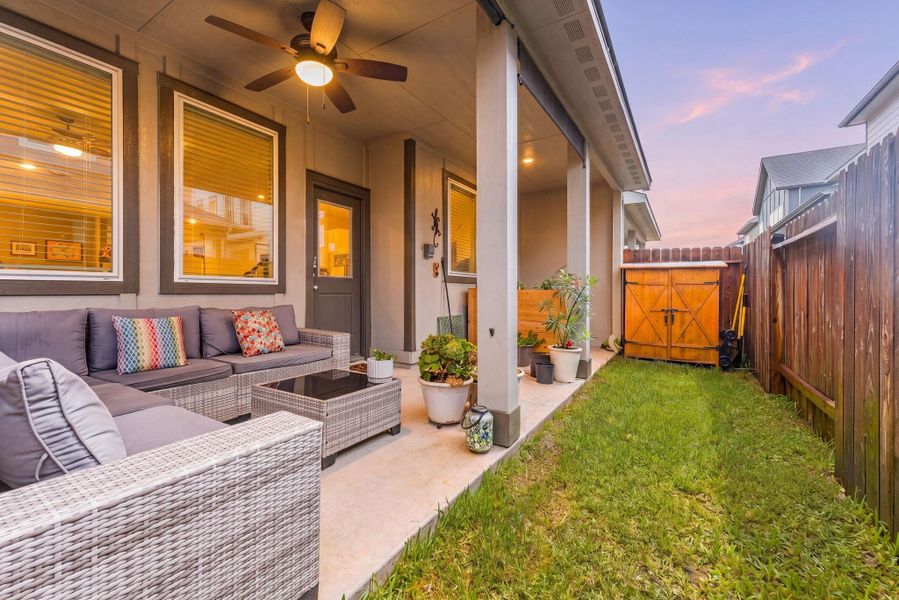 Exterior details and patio area of a home in Dunvale Village - Townhome Collection, Houston (Image 3). Exterior details and patio area of a home in Dunvale Village - Townhome Collection, Houston (Image 3).