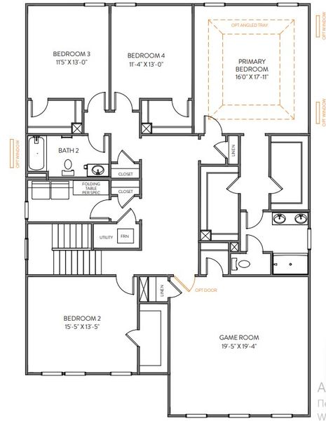 2D floor plan layout for the TA4000 by True Homes in Reedy Fork Middleton, Greensboro, NC (Image 3).
