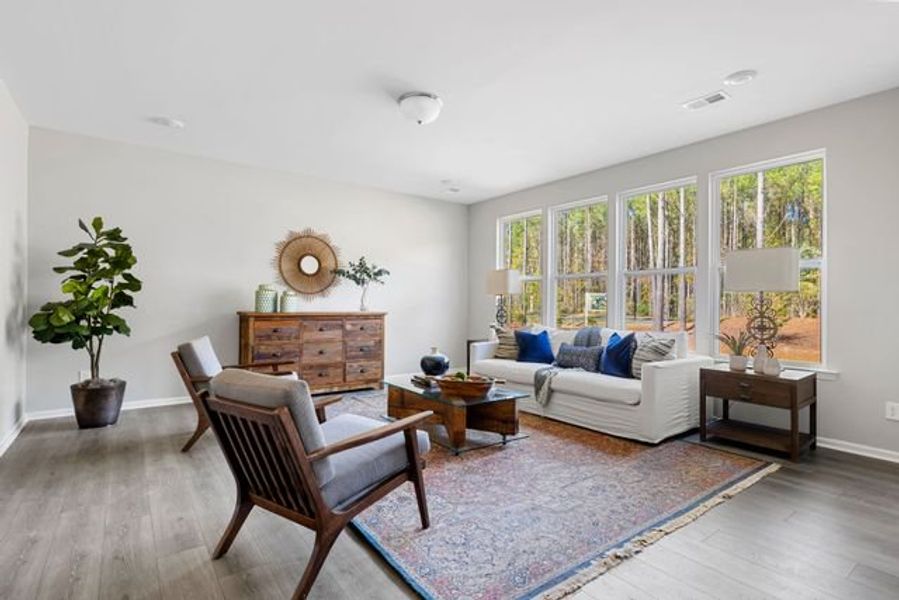 Representative furnished interior of a home built from the Winslow P by True Homes in Homecoming, Ravenel (Image 9).