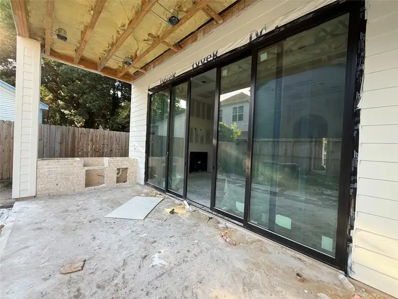 Covered patio will come with a prebuilt outdoor kitchen with gas grill and sink.
