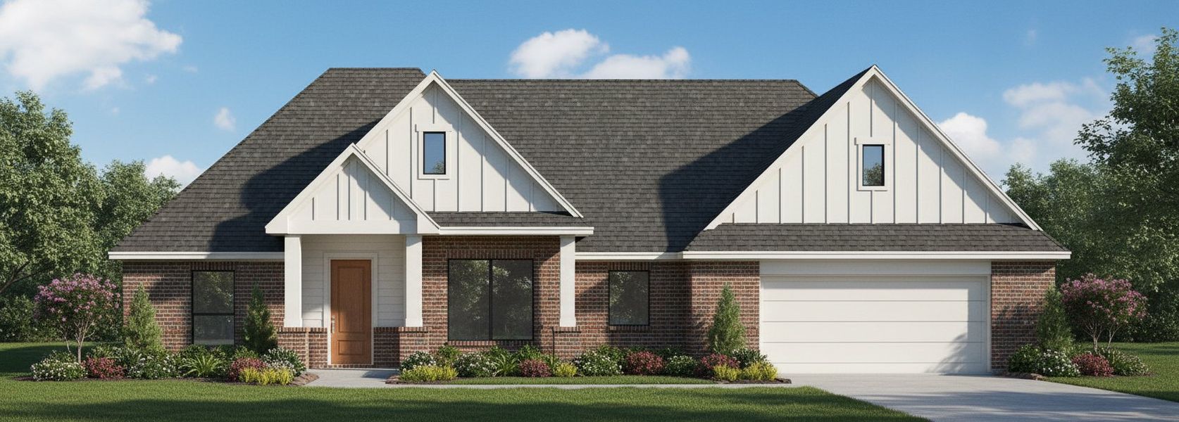 Representative exterior photo of a completed home built from the The Orchid by Kenmark Homes in Coyote Crossing, Godley, TX (Image 4).