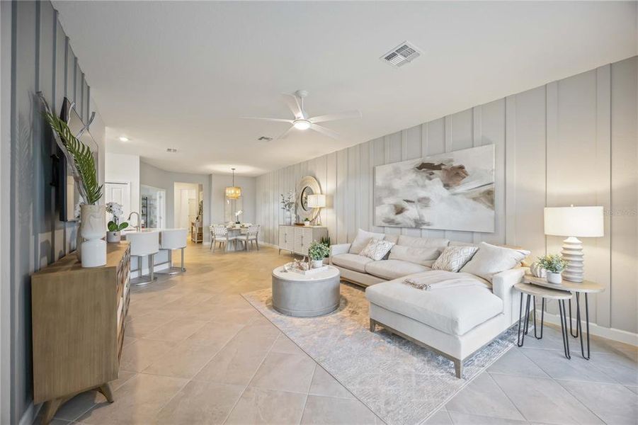 Furnished interior view inside a new home in Palm Lake at Coco Bay, Englewood (Image 18). Furnished interior view inside a new home in Palm Lake at Coco Bay, Englewood (Image 18).