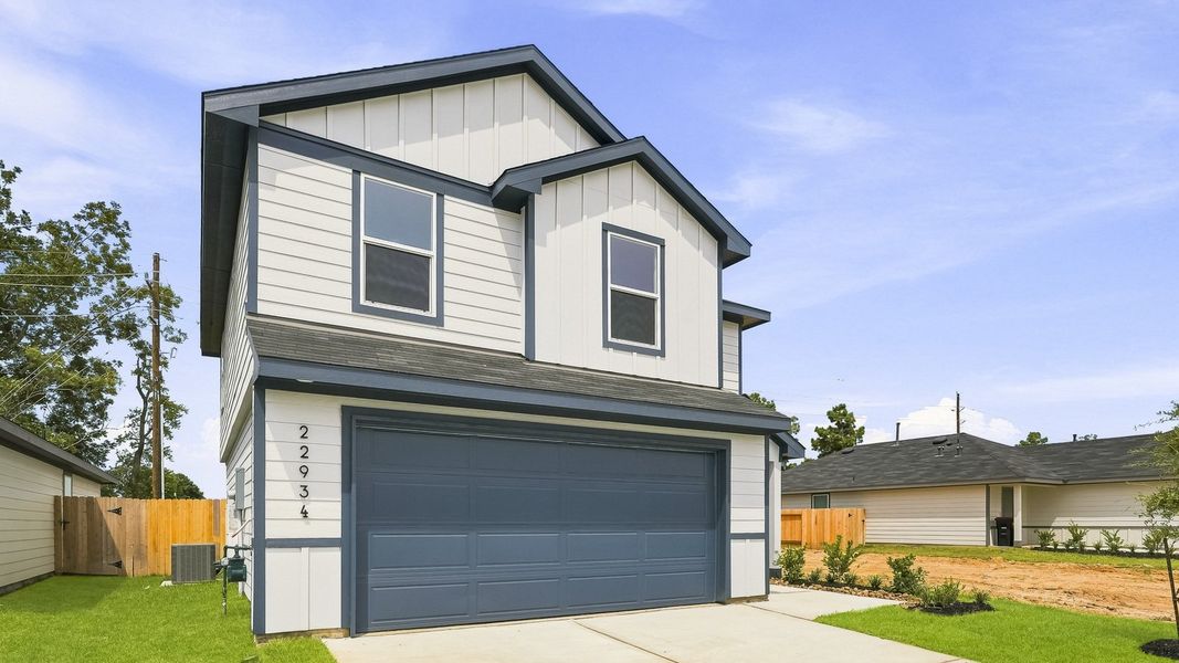 Front exterior of a new home in Sunset Valley, Hockley, TX, highlighting curb appeal (Image 2). Front exterior of a new home in Sunset Valley, Hockley, TX, highlighting curb appeal (Image 2).