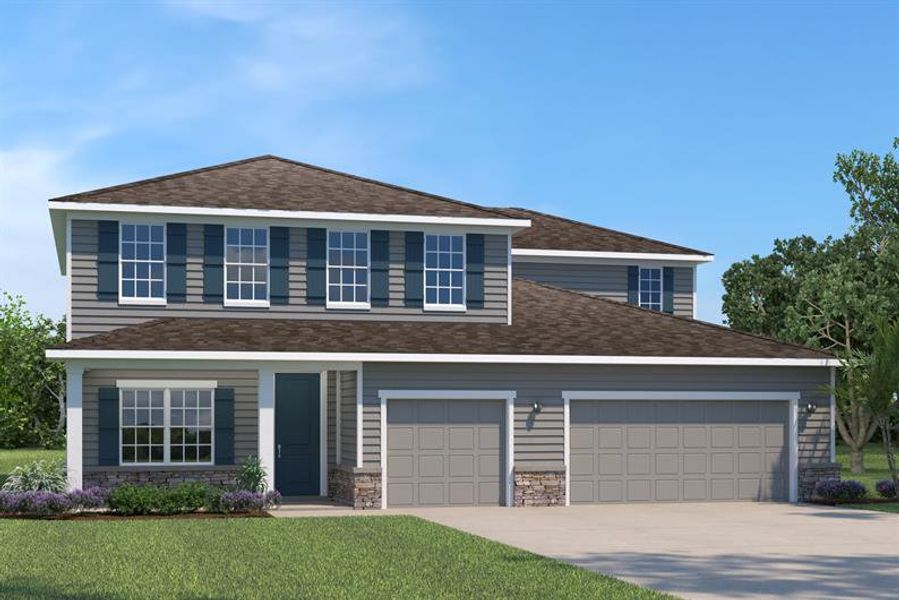 Representative exterior photo of a completed home built from the Linden by Ryan Homes in Terra Pines, St. Augustine, FL (Image 3). Representative exterior photo of a completed home built from the Linden by Ryan Homes in Terra Pines, St. Augustine, FL (Image 3).