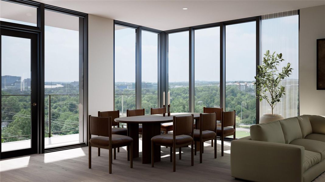 With floor to ceiling windows, enjoy the 6th floor view of the pool, park, and Lady Bird Lake