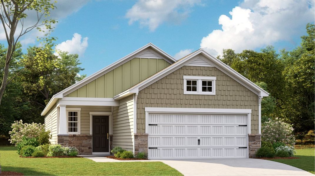 Front exterior of a new home in Roselyn, Lancaster, SC, highlighting curb appeal (Image 1). Front exterior of a new home in Roselyn, Lancaster, SC, highlighting curb appeal (Image 1).