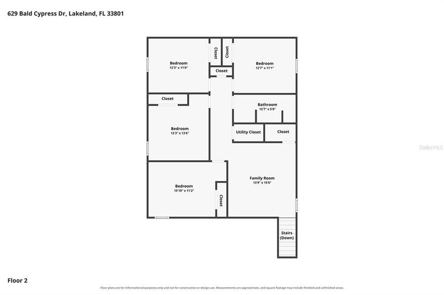 2D floor plan layout of this home in Cypress Point at Lake Parker, Lakeland, FL (Image 5).
