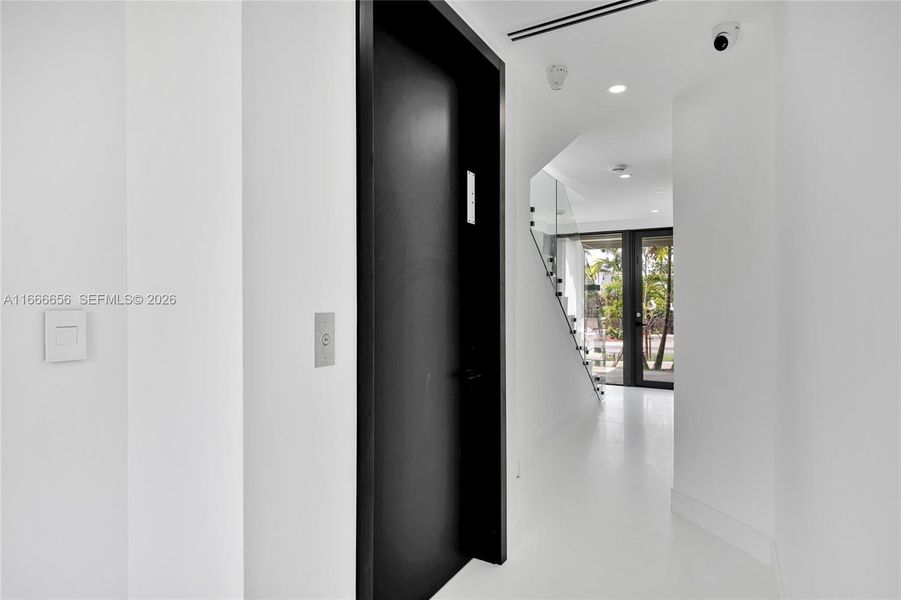 Elevator goes to rooftop terrace
