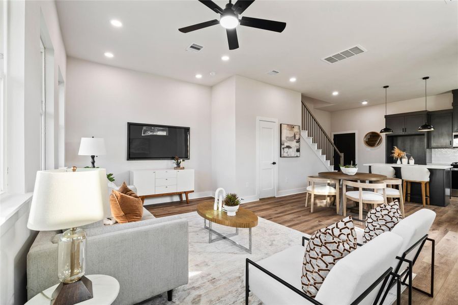 A wide-open layout creates a natural flow between living, dining, and kitchen areas, making the home feel spacious and connected. With bright finishes and generous room to spread out, it’s built for modern lifestyles and easy entertaining.