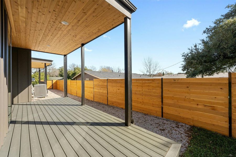 Deck featuring a fenced backyard Deck featuring a fenced backyard