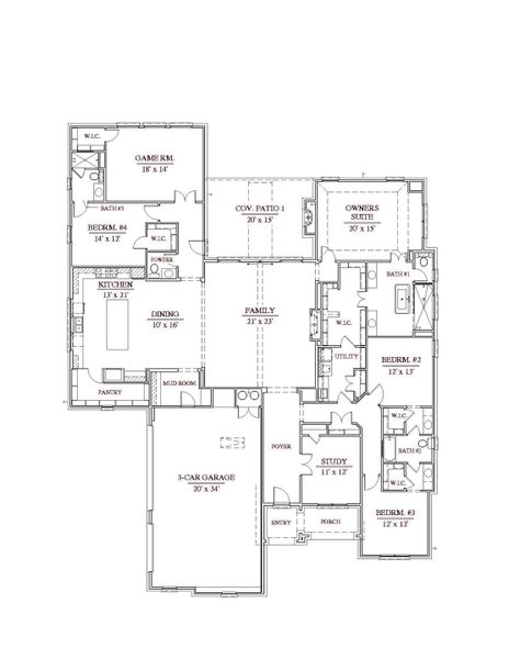2D floor plan layout of this home in NorthGlen, Haslet, TX (Image 5).