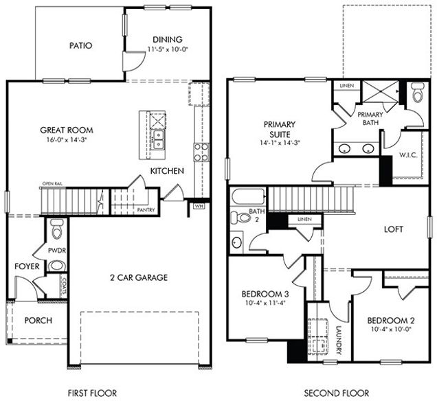 2D floor plan layout for the Dallas by Meritage Homes in Avalon - Reserve Series, Conyers, GA (Image 3).