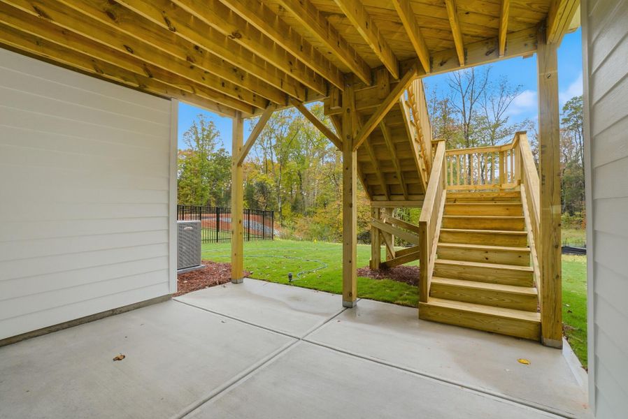 Exterior details and patio area of a home in Villas at Prestwick, Mooresville (Image 19).