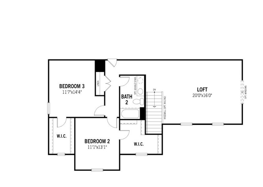 2D floor plan layout for the Eldorado by Mattamy Homes in Fox Field Farms, Broadway, NC (Image 5).