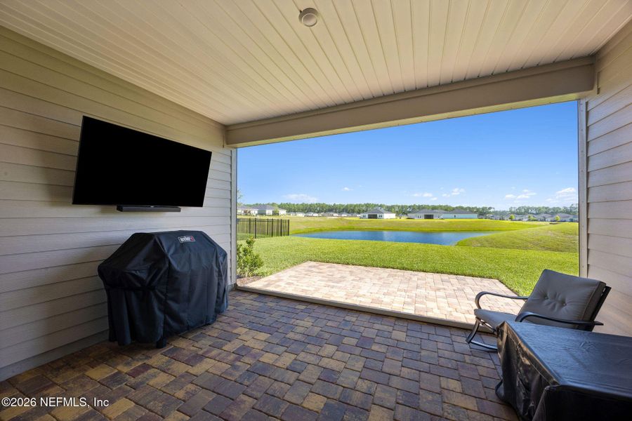 Exterior details and patio area of a home in Edenbrooke at Hyland Trail | 55+, Green Cove Springs (Image 4). Exterior details and patio area of a home in Edenbrooke at Hyland Trail | 55+, Green Cove Springs (Image 4).