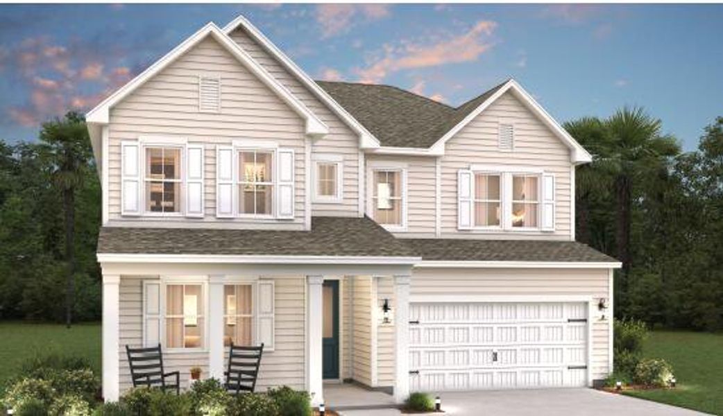Front exterior of a new home in Stono Village, Hollywood, SC, highlighting curb appeal (Image 1).
